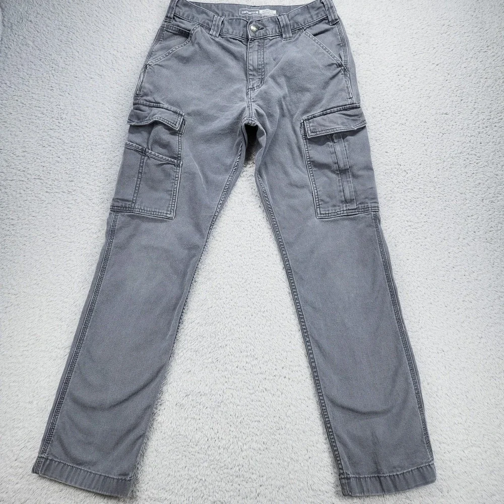 Carhartt Rugged Flex Pants Mens 30x32 Gray Relaxed Fit Canvas Cargo Workwear